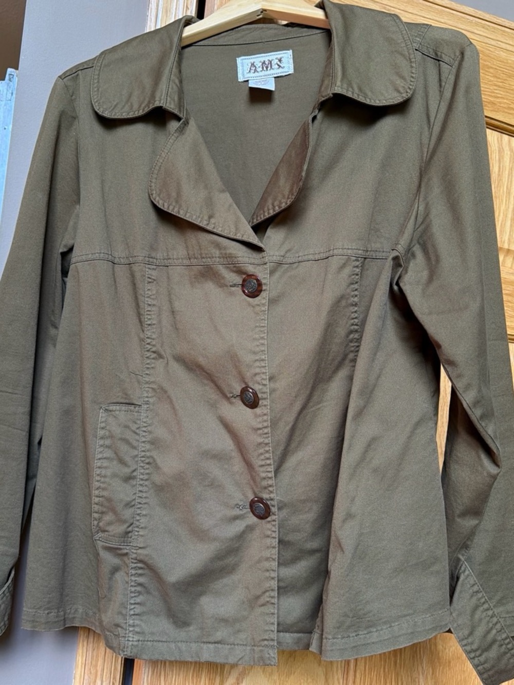 Ami Olive Utility Button-Front Jacket